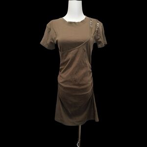 🐻🐻 Women’s Brown Asymmetric Short Sleeve Dress